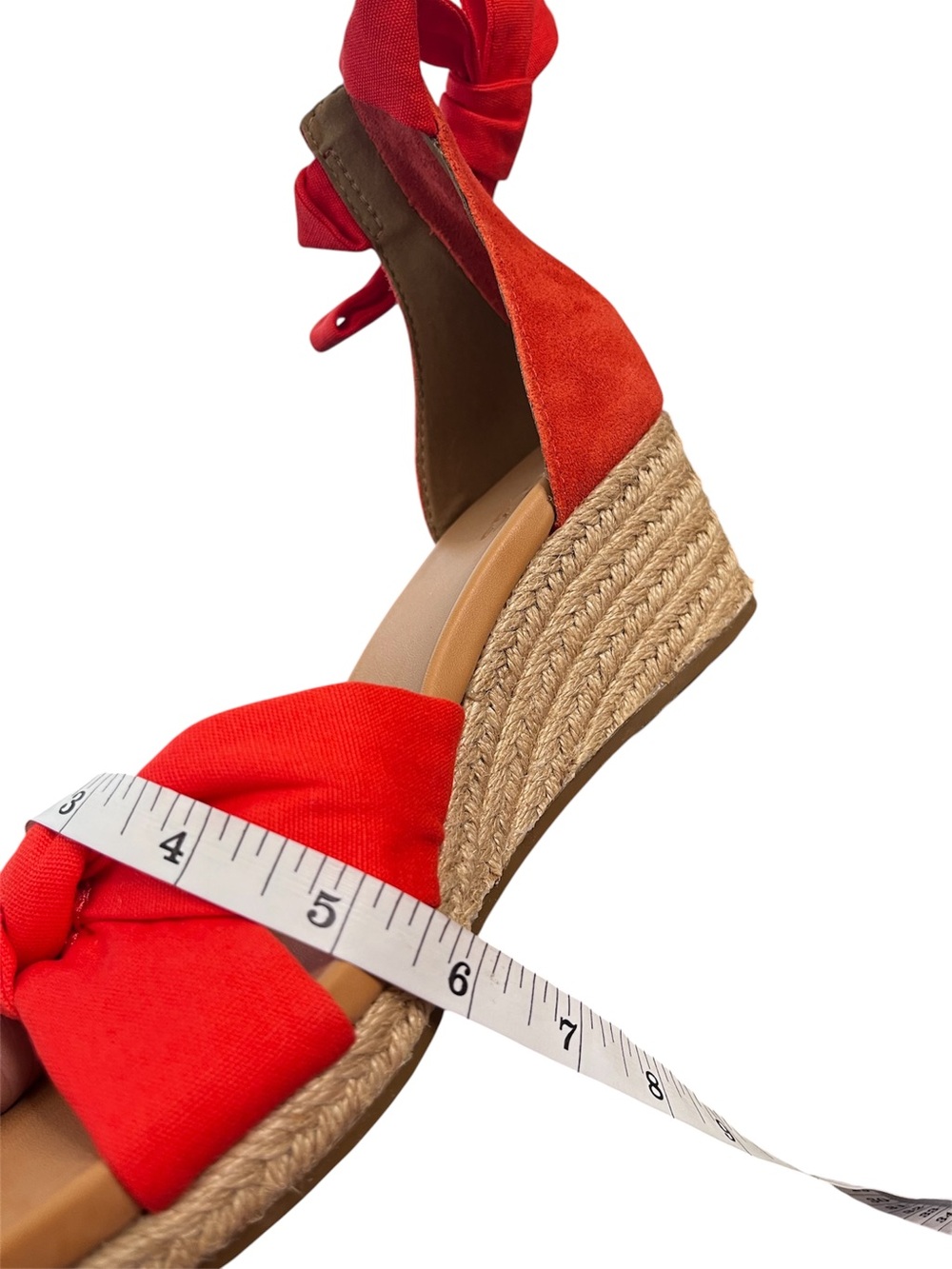 UGG Yarrow Suede Red Spadrille Wedge Sandals Ankle Tie Wrap Shoes Size US 6 - Picture 14 of 14